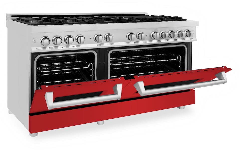 Zline RARM60 Stainless Steel And Red Matte Door