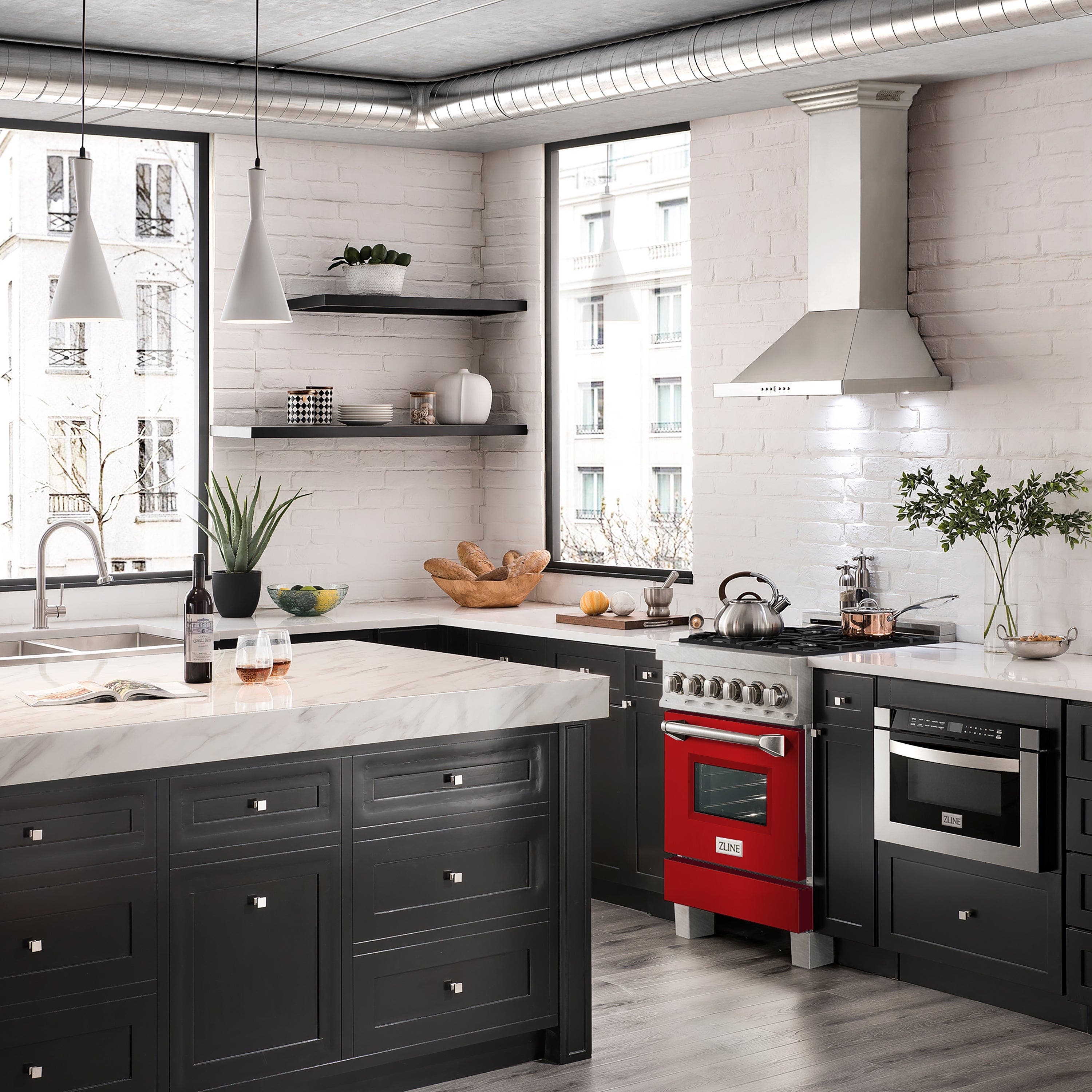 Zline RASRM24 Durasnowstainless Steel With Red Matte Door