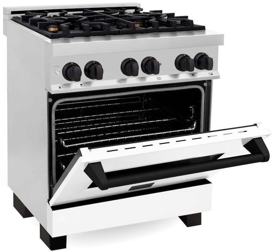 Zline RAZWM30MB Stainless Steel With White Matte Door And Matte Bl...