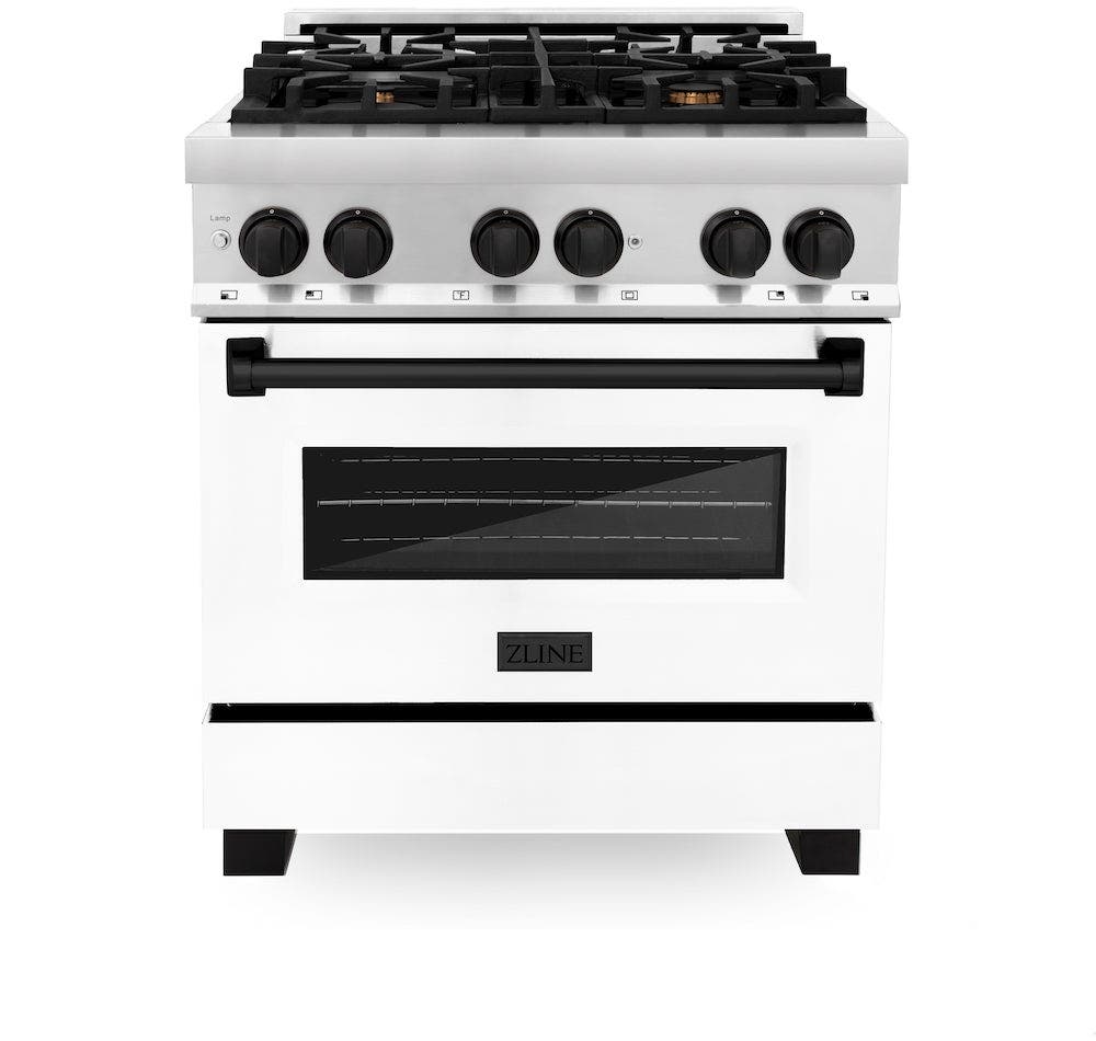 Zline RAZWM30MB Stainless Steel With White Matte Door And Matte Bl...