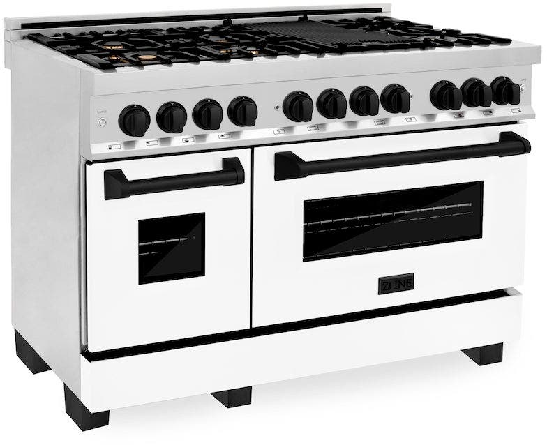 Zline RAZWM48MB Stainless Steel With White Matte Door And Matte Bl...