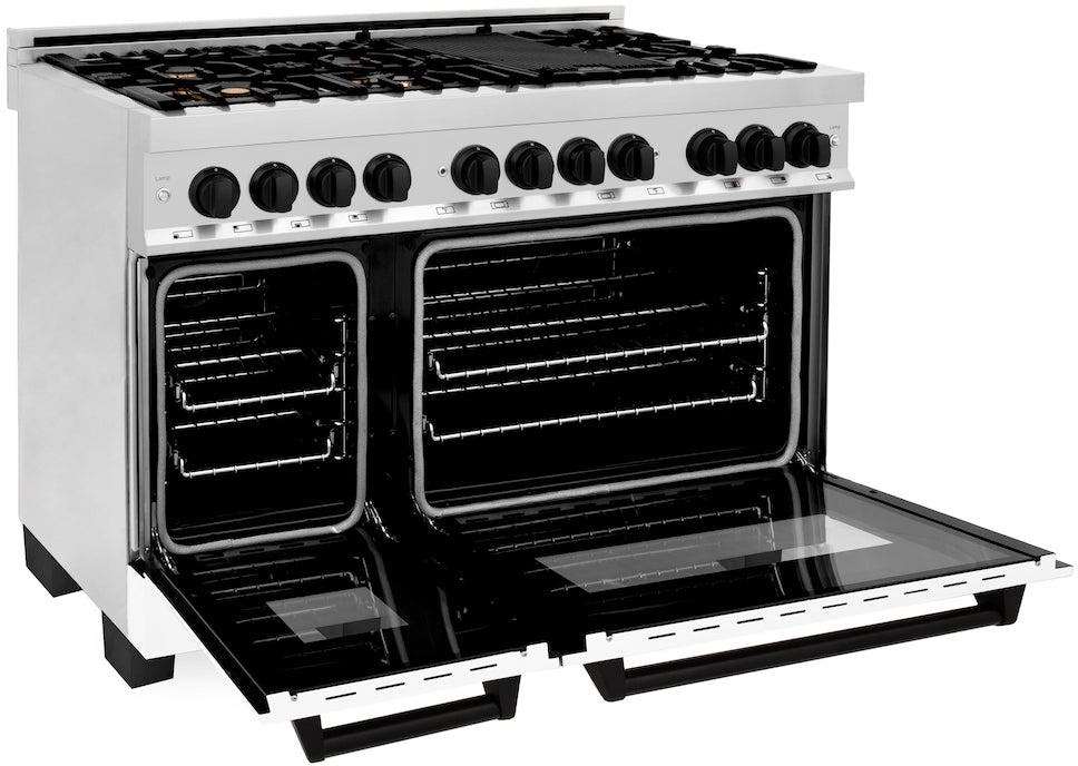 Zline RAZWM48MB Stainless Steel With White Matte Door And Matte Bl...