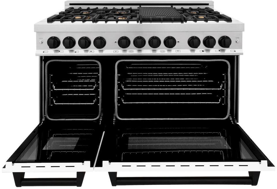 Zline RAZWM48MB Stainless Steel With White Matte Door And Matte Bl...