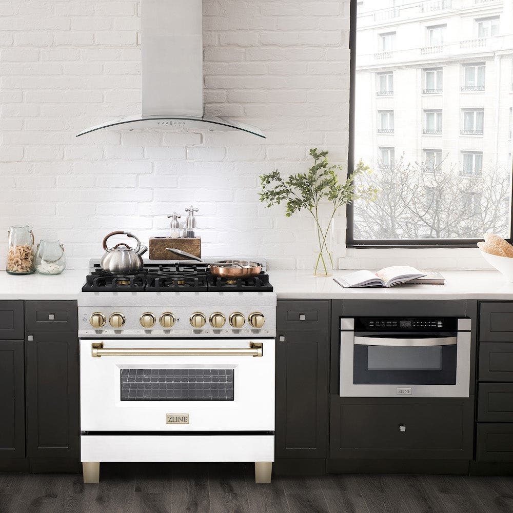 Zline RASZWM36G Durasnow Stainless Steel With White Matte Door And...