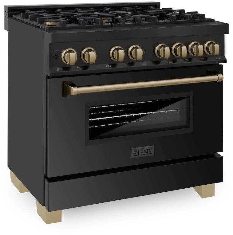 Zline RABZ36CB Black Stainless Steel with Champagne Bronze Accent...
