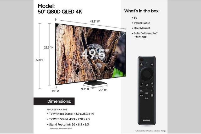 Samsung Electronics QN50Q80DAFXZA 4K 60HZ Simple Champher Design QLED Motion Xcelera...