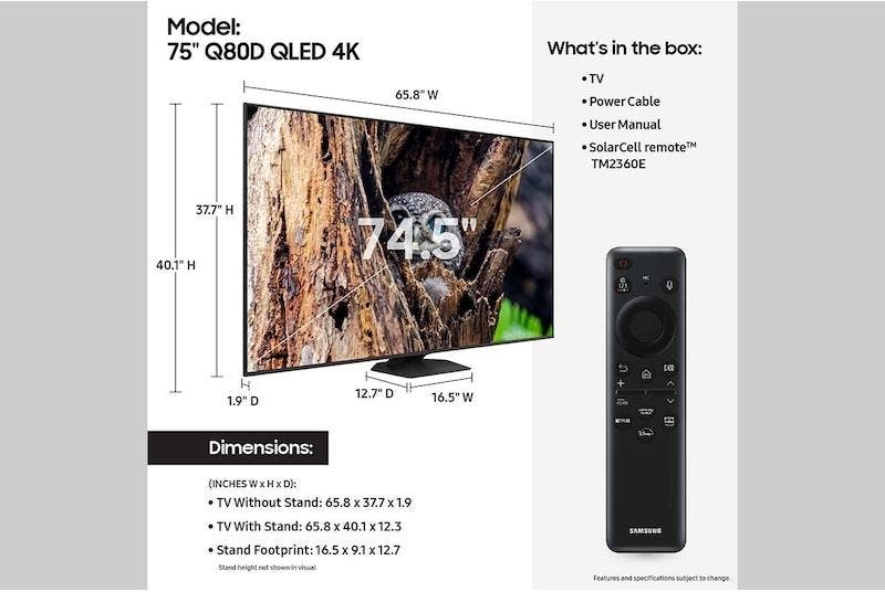 Samsung Electronics QN75Q80DAFXZA 75 Inch