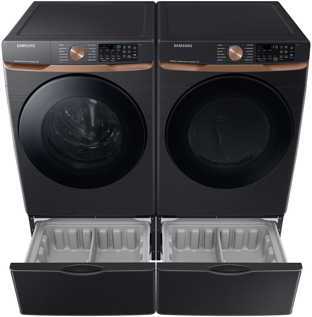 Samsung Side by Side Front Load Washer and Gas Dryer Pair in Brushed Black
