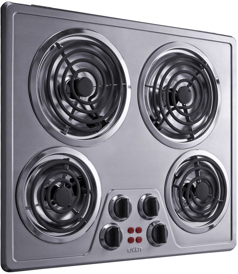 Summit CR4SS24 24 Inch Electric Cooktop with 4-Coil Elements, Sta...