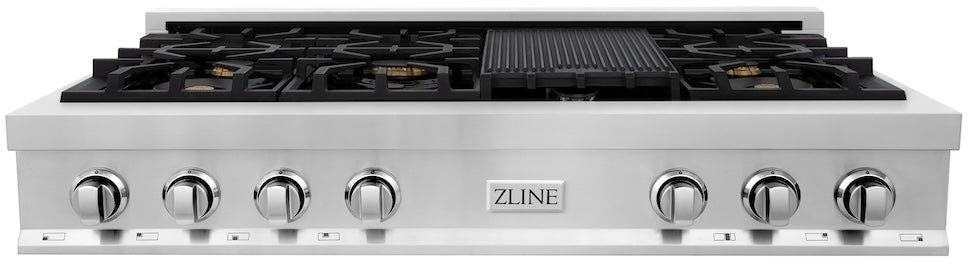 Zline RTBR48 Black Stainless Steel With 7 Gas Brass Burners