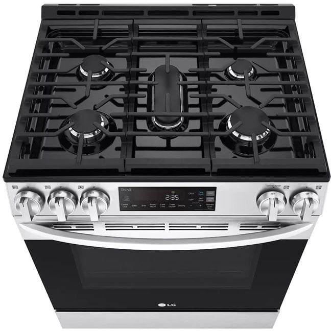 LG LSGL5831F 5.8 Cu. Ft. Slide-In Gas Range with 5 Burners: Sta...