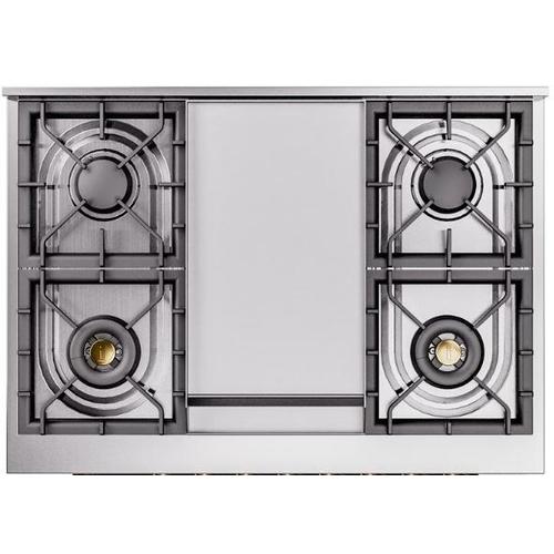 Ilve UP36FQNMPBKB Nostalgie 36 Inch Dual Fuel Range with 6 Sealed Bu...