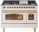48 Inch Freestanding Dual Fuel Range with 8 Sealed Burners, 5.02 cu. ft. Total Capacity, Storage Drawer, and Griddle