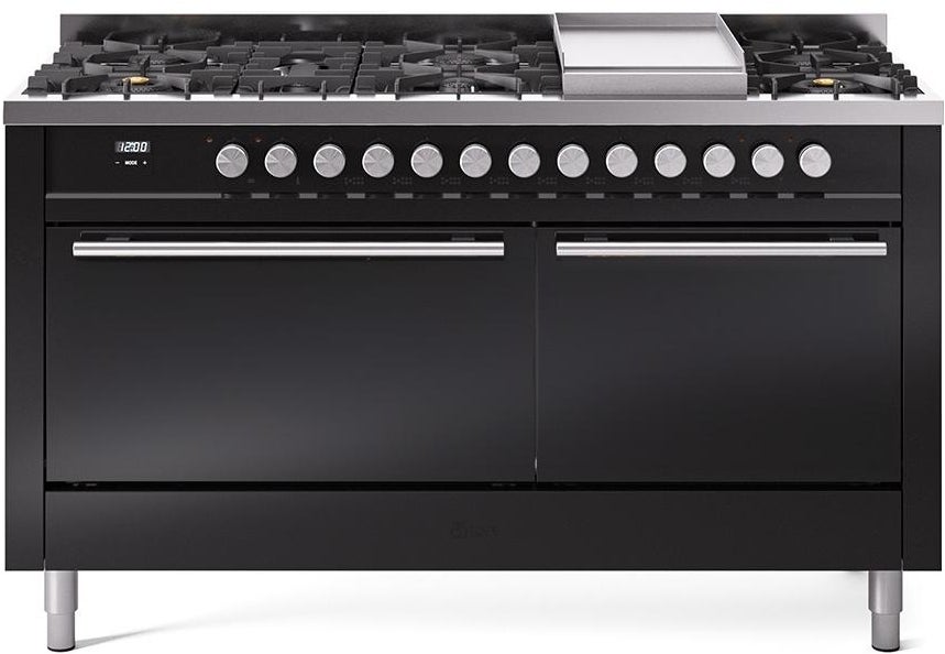 Ilve UP60FQMPBK Professional Plus 60 Inch Dual Fuel Range with 9 S...