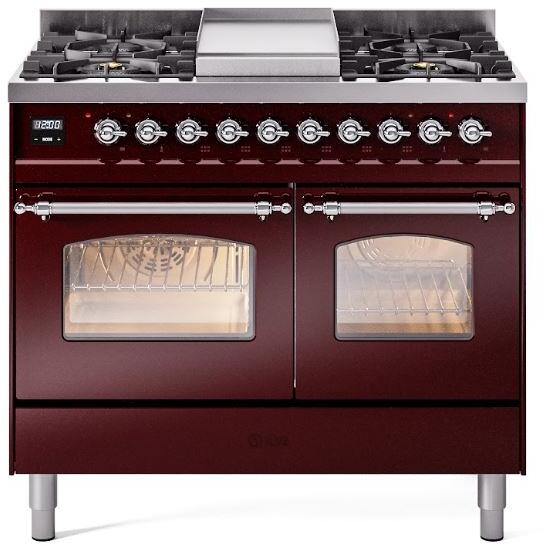 Ilve UPD40FNMPBUCLP 40 inch Dual Fuel Range Gas Burner Top and Electri...