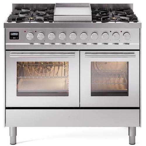 Ilve UPD40FWMPSS 40 inch Dual Fuel Range Gas Burner Top and