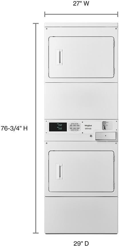 Whirlpool CGSP2978JQ 27 Inch Commercial Single-Load Gas Dryer: White