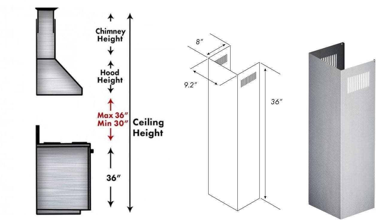 Zline 1PCEXTKBKL2KL3304 Brushed 304 Stainless Steel