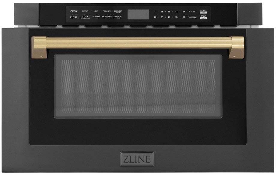 Zline MWDZ1BSHCB Black Stainless Steel Champagne Bronze Accents