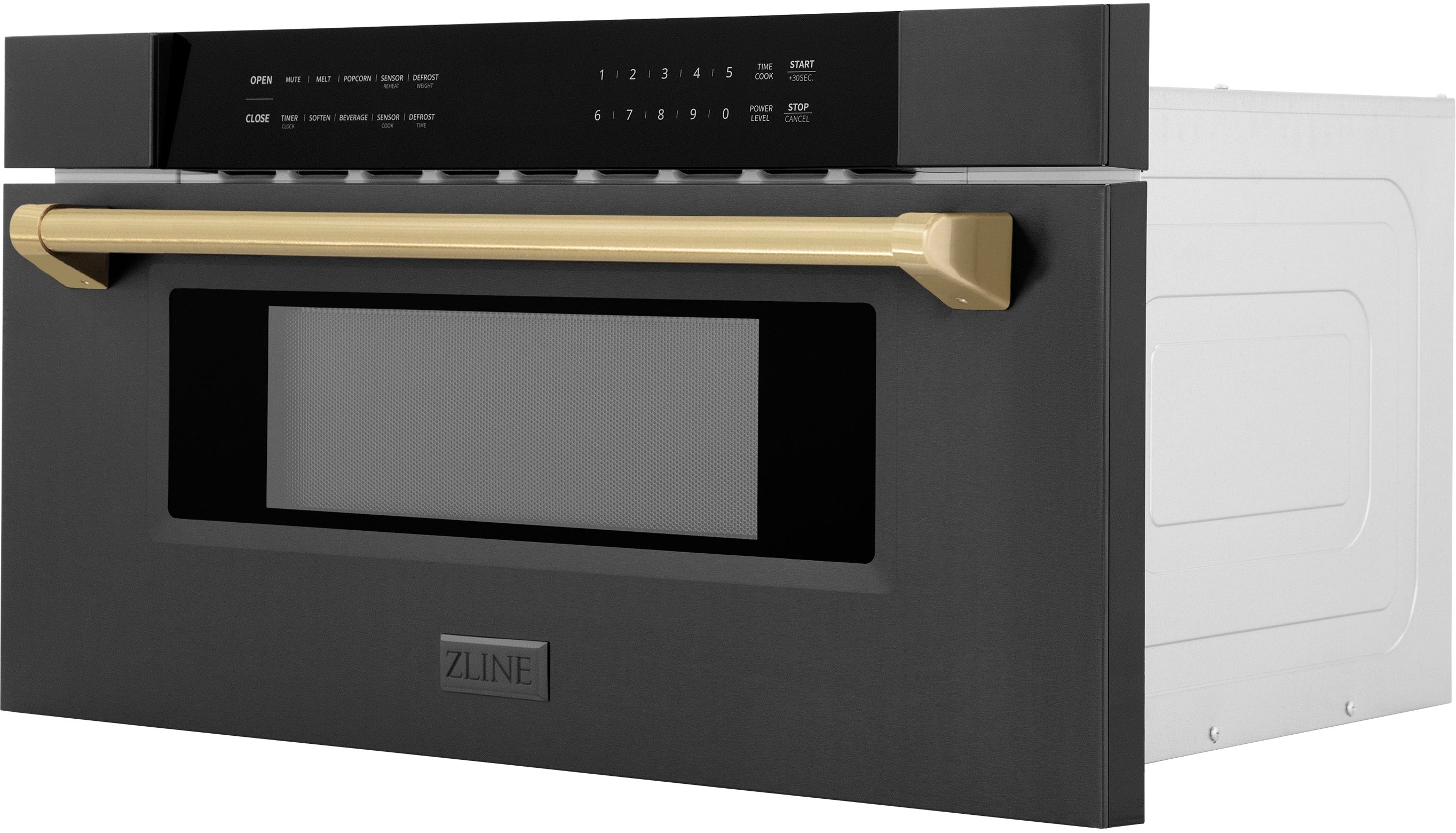 Zline MWDZ30BSCB Black Stainless Steel, Champagne Bronze Accents