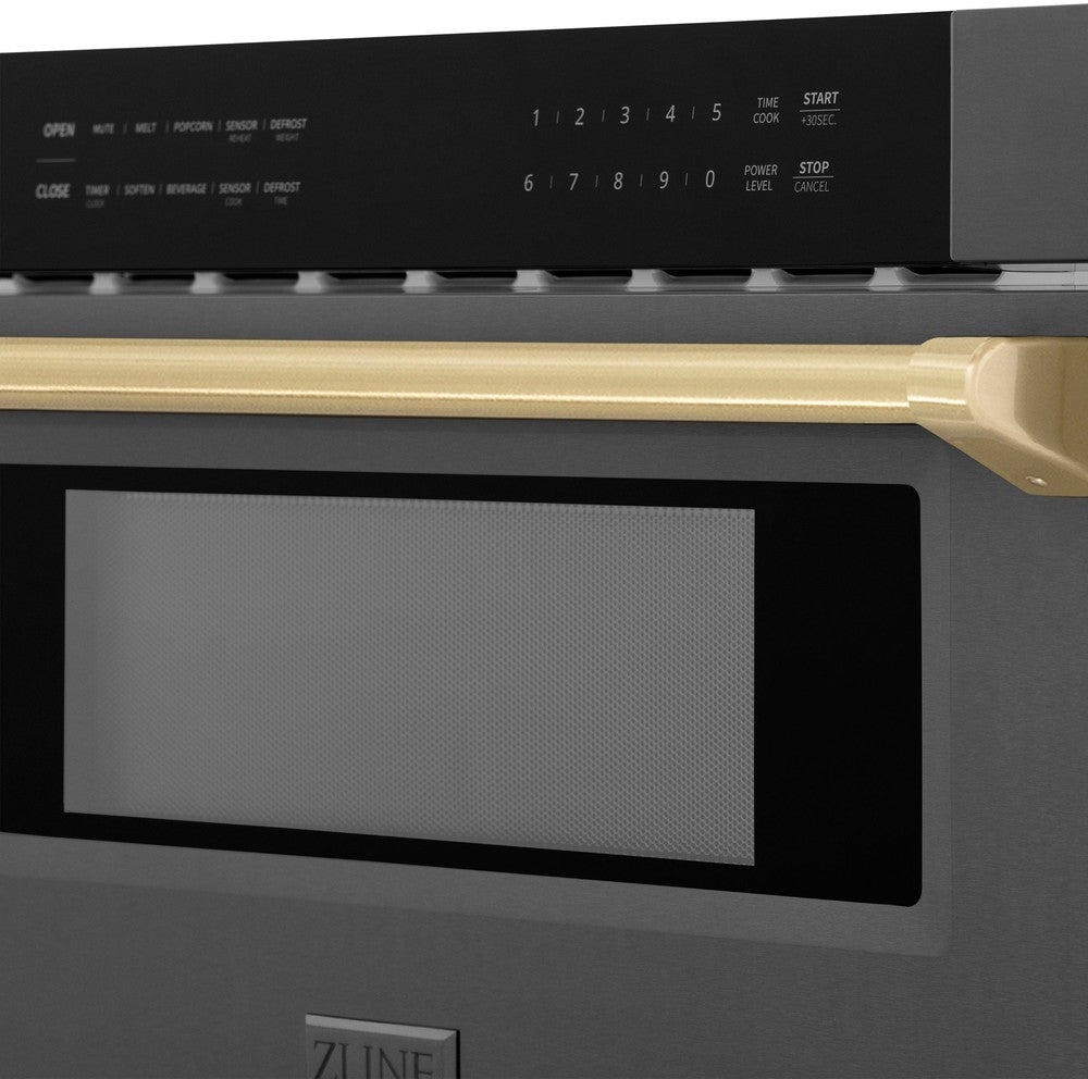 Zline MWDZ30BSCB Black Stainless Steel, Champagne Bronze Accents