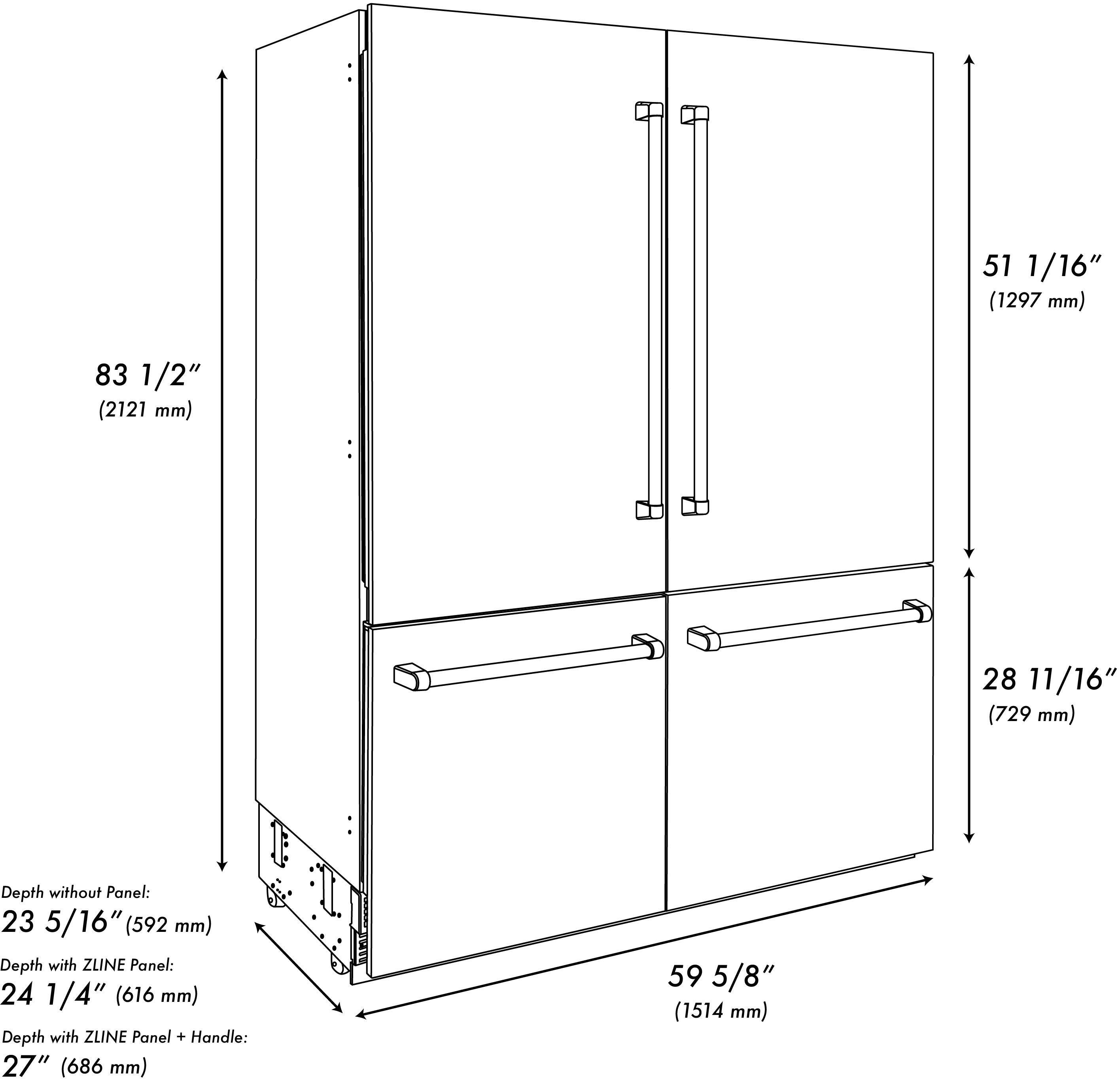 Zline RBIVBS60 ZLINE 60 Inch 32.2 cu. ft. Built-In 4-Door French