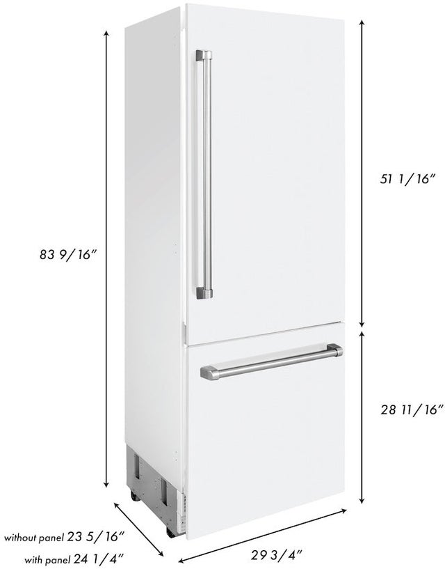 Zline RBIVWM30 ZLINE 30 Inch 16.1 cu. ft. Built-In 2-Door Bottom ...