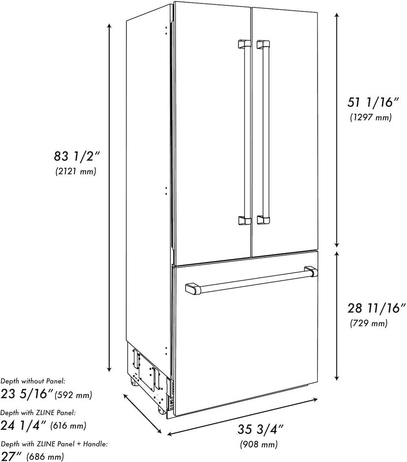 Zline RBIVZ30436CB 36 Inch Autograph Edition 19.6 cu. ft. Built-in 2-...