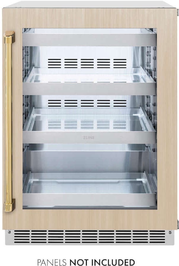 Zline RBSPOZ24G Panel Ready With Glass Door And Polished Gold Hand...