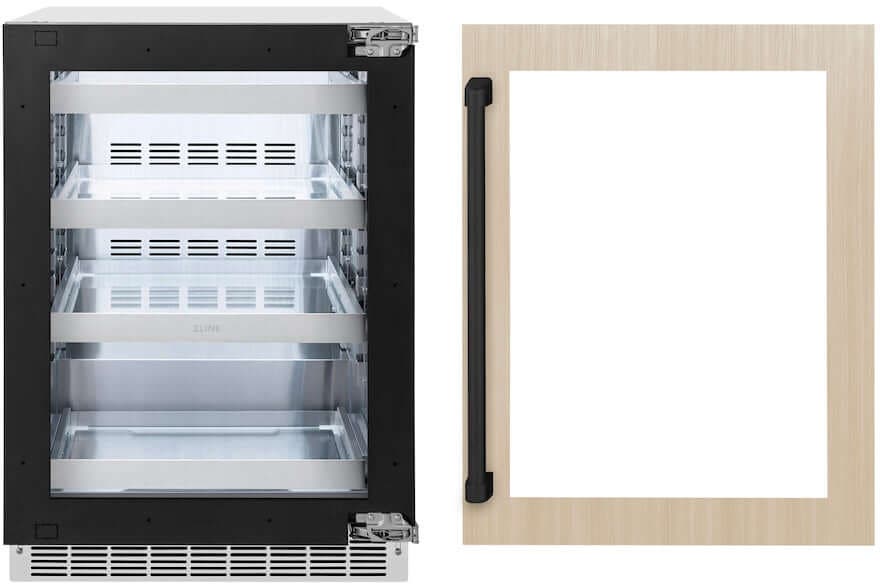 Zline RBSPOZ24MB Panel Ready With Glass Door And Matte Black Handle