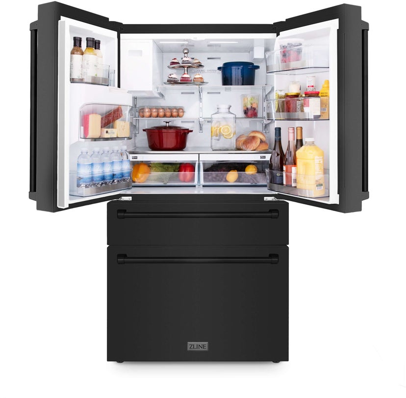 Zline RFMW36BS 36 Inch 21.6 cu. ft Freestanding French Door Refri...