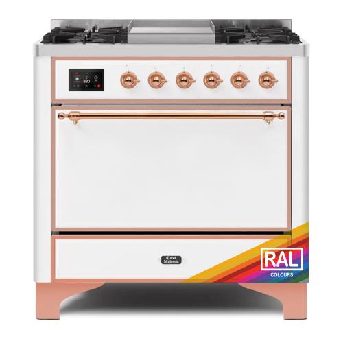 Ilve UM09FDQNS3RAPLP 36 Inch Dual Fuel Freestanding Range w/ 6 Sealed B...