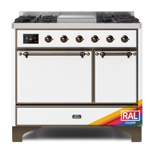 Ilve UMD10FDQNS3RABLP 40" Dual Fuel Freestanding Range w/ 6 Sealed Burne...