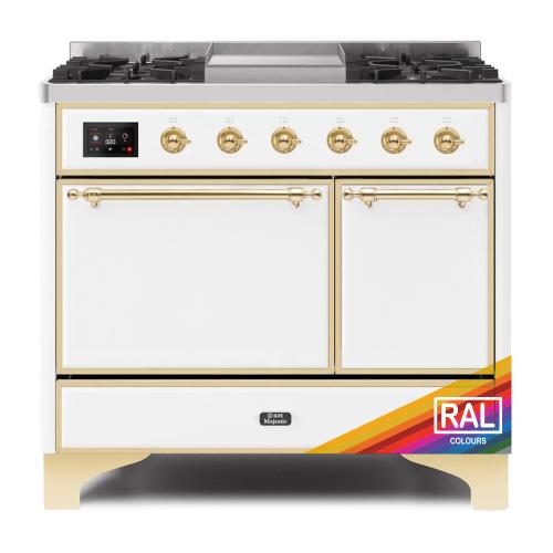 Ilve UMD10FDQNS3RAG 40" Dual Fuel Freestanding Range w/ 6 Sealed Burne...