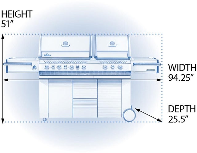 Napoleon PRO825RSBIPSS3 94 Inch Free Standing Grill with Interior Grill Li...