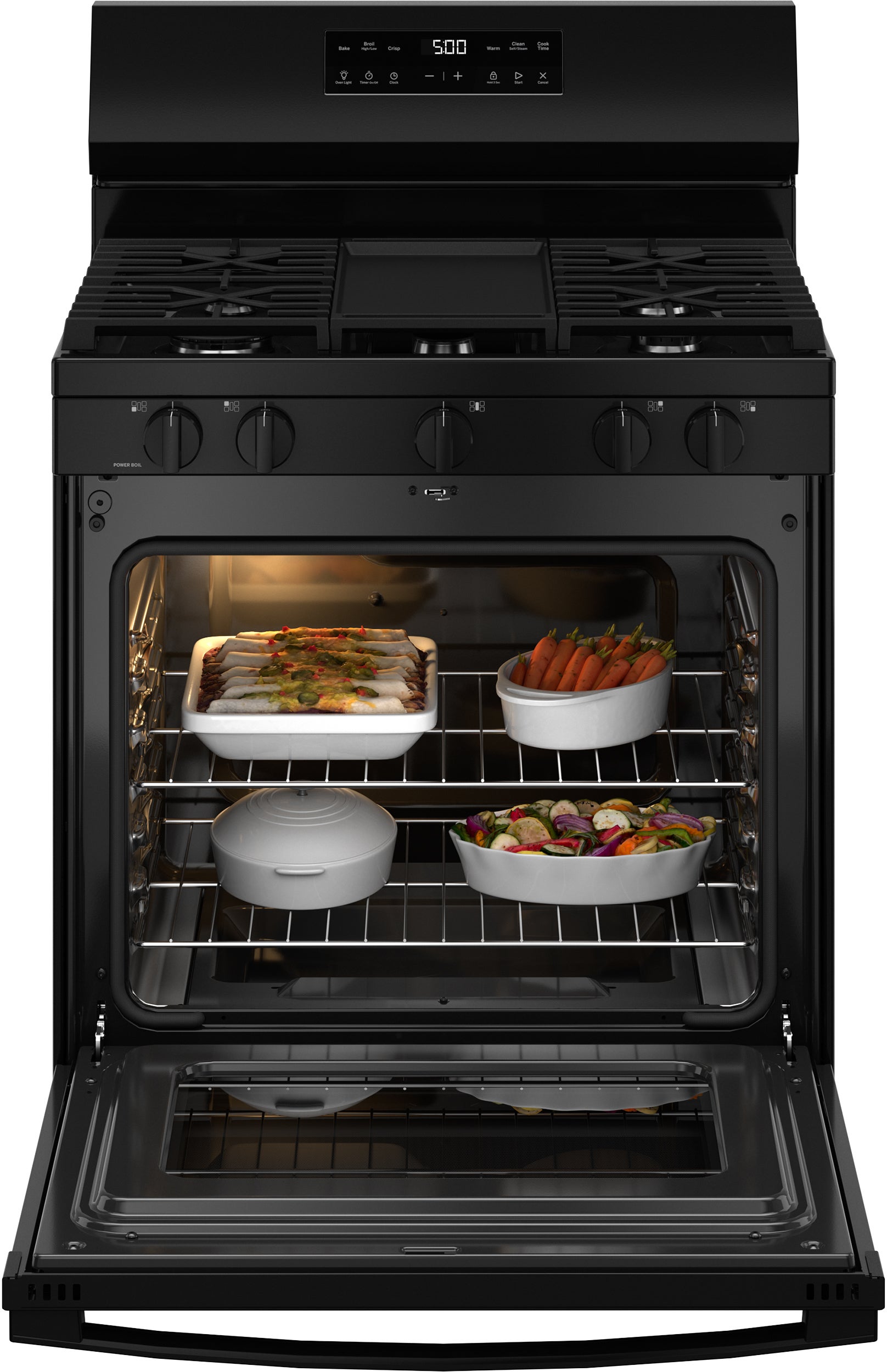 GE GGF500PVBB 30 Inch Free Standing Gas Range 5 Burners Self Clean