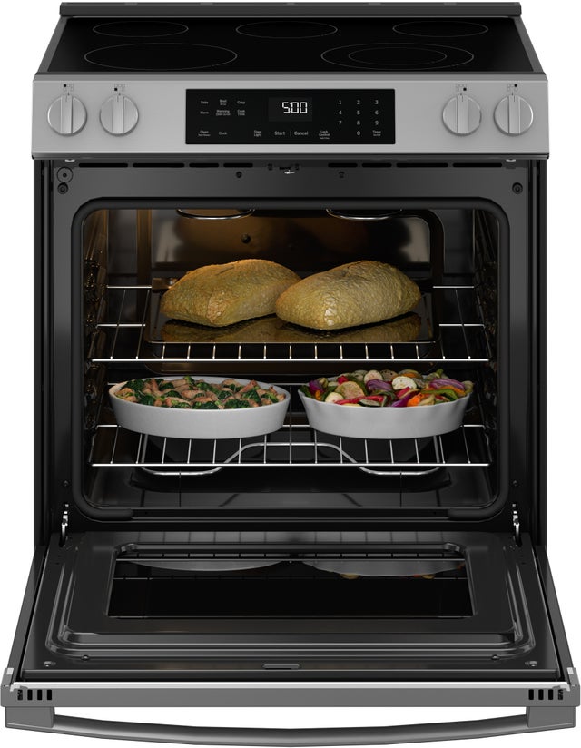 GE GRS500PVSS 30 Inch Slide-In Electric Range with 5 Smoothtop E...