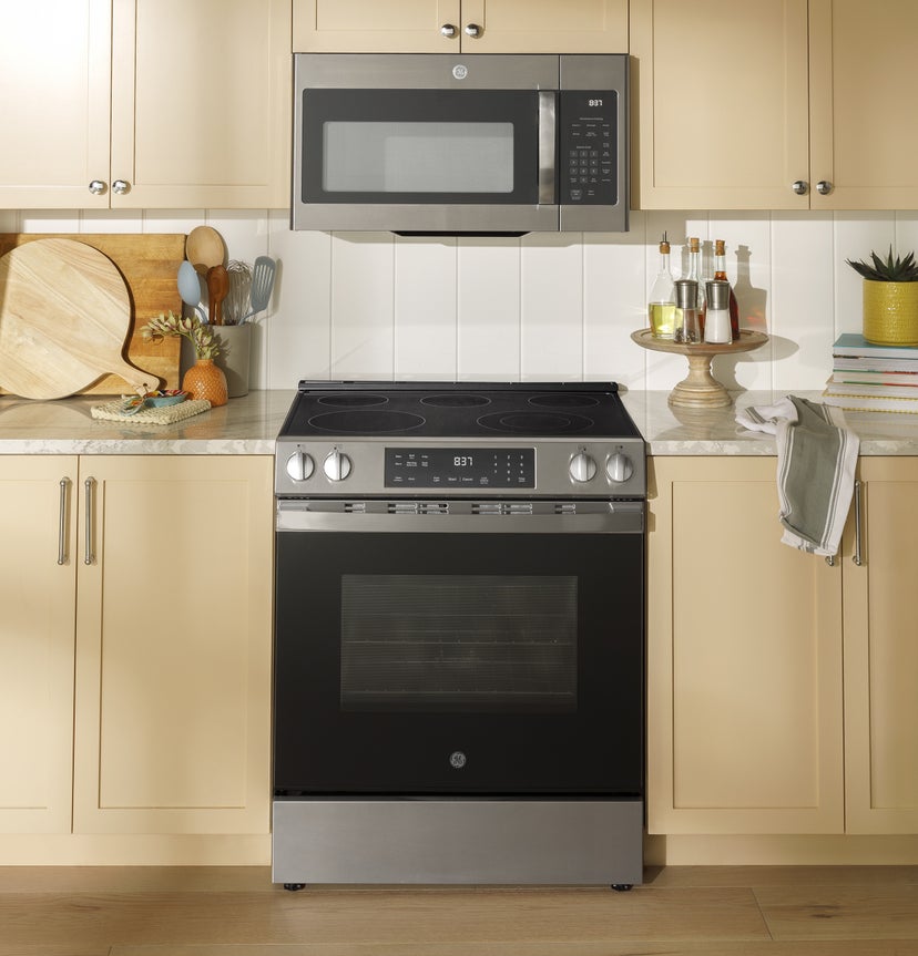 GE GRS500PVSS 30 Inch Slide-In Electric Range with 5 Smoothtop E...