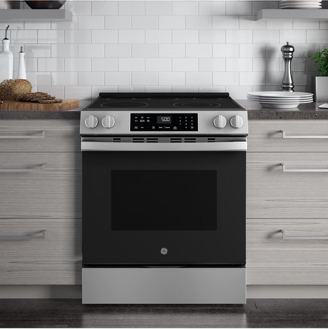 GE GRS500PVSS 30 Inch Slide-In Electric Range with 5 Smoothtop E...