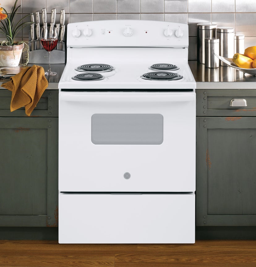 GE JBS160DMWW 30 Inch Freestanding Electric Range with 4 Coil El...