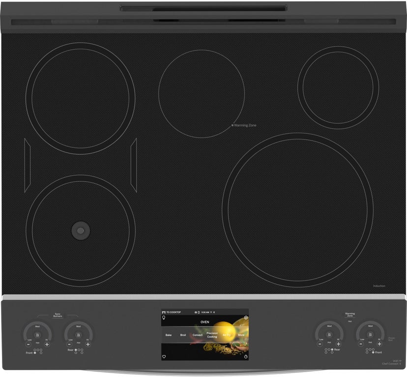 GE PHS93XYPFS 30 Inch Slide-in Induction Range with 5 Induction ...