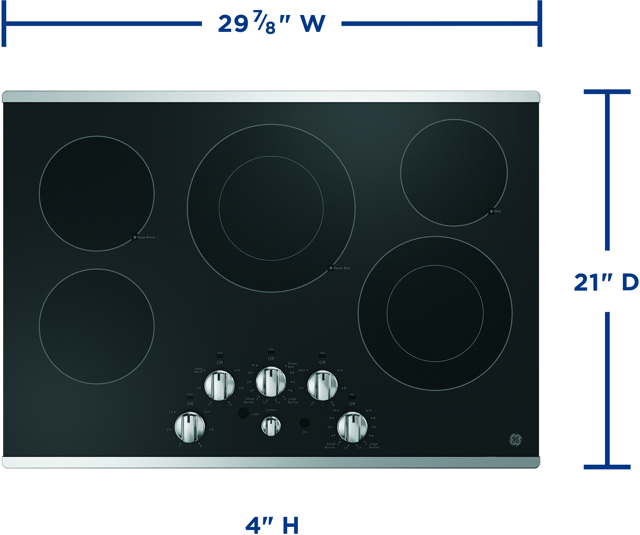 GE JEP5030STSS Stainless Steel On Black