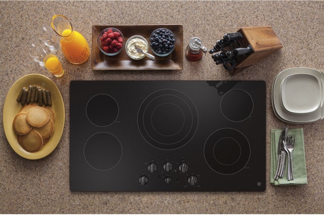 GE JEP5036DTBB 36 Inch Electric Cooktop With Radiant Elemens: Bla...