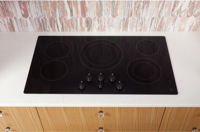 GE JEP5036DTBB 36 Inch Electric Cooktop With Radiant Elemens: Bla...