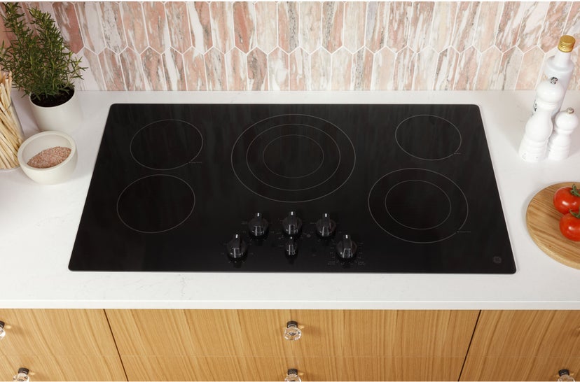 GE JEP5036DTBB 36 Inch Electric Cooktop With Radiant Elemens: Bla...