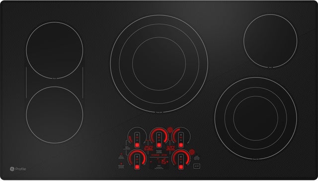 GE PEP9036DTBB 36 Inch Electric Cooktop With Radiant Elemens: Bla...