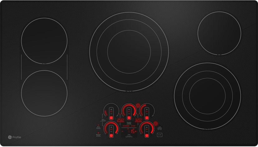 GE PEP9036DTBB 36 Inch Electric Cooktop With Radiant Elemens: Bla...