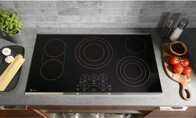 GE PEP9036DTBB 36 Inch Electric Cooktop With Radiant Elemens: Bla...