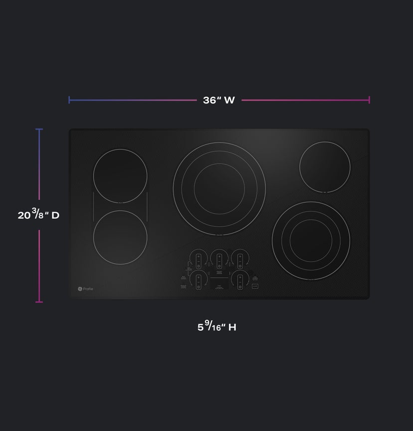 GE PEP9036DTBB 36 Inch Electric Cooktop With Radiant Elemens: Bla...