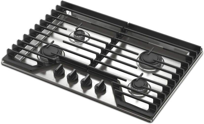 Whirlpool WCGK3030PS 30 Inch Gas Cooktop, 4 Burner: Stainless Steel